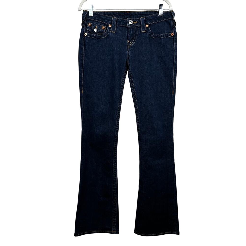 True Religion Boot Cut Jeans Flap Pockets Denim Dark Wash Women's 28